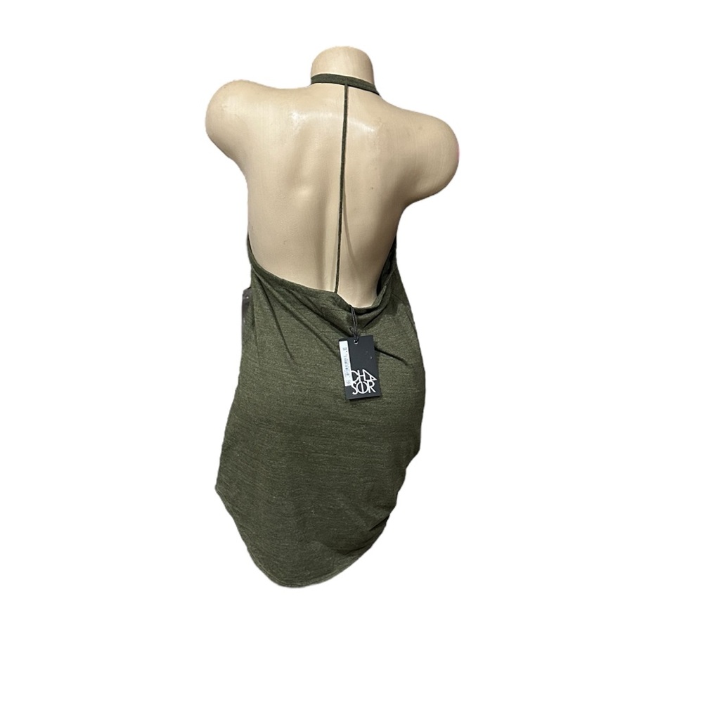 Chaser Triblend T Back Shirttail Mini Dress Dark Olive Revolve Medium NWT NEW - Picture 3 of 4